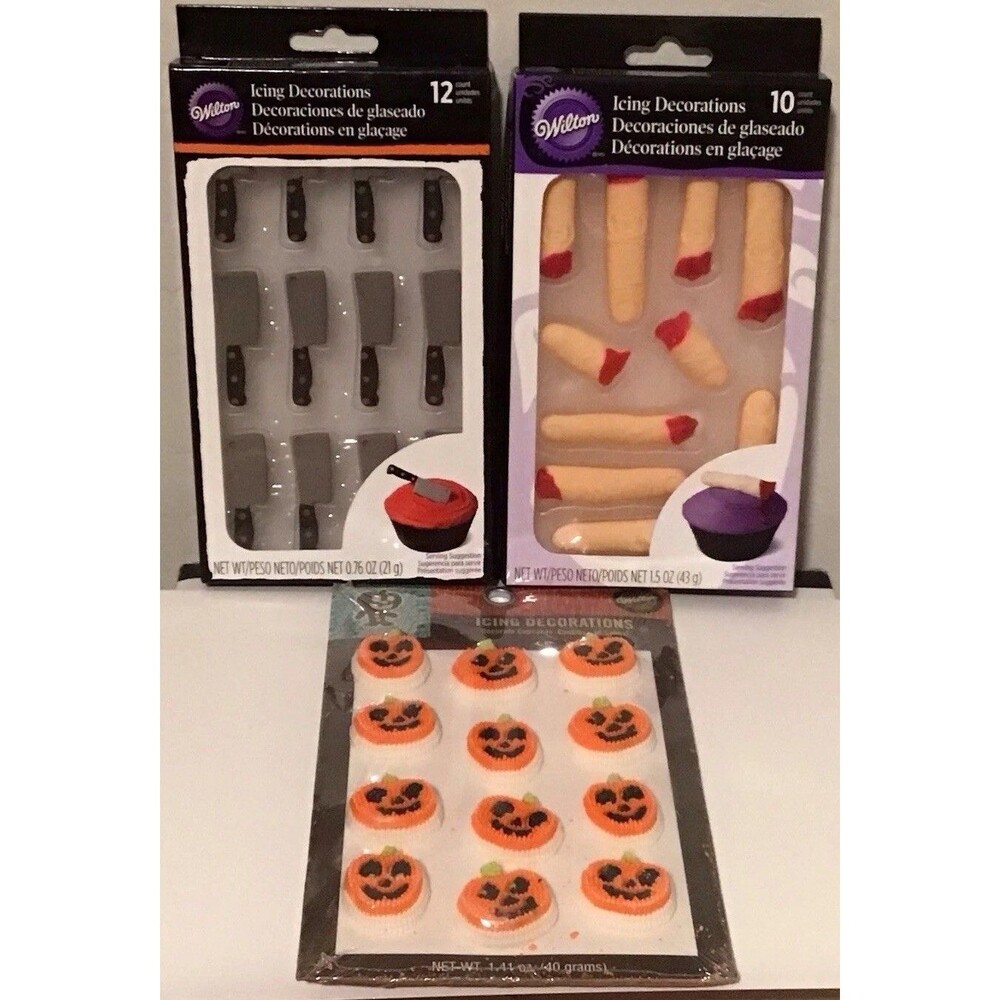 Wilton HalIoween Icing Cake Cupcake Decorations Pumpkins Clevers Fingers NEW NIP